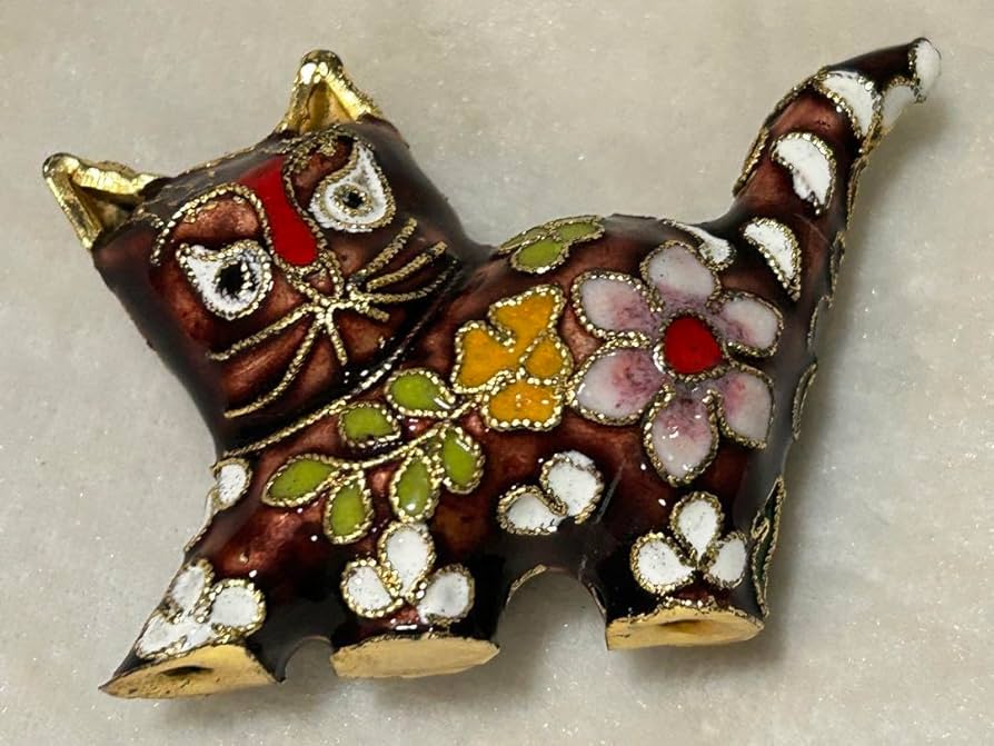 ダックのネコ香炉 茶道具　香道具 工芸品 美術品 置物 Amazon.co.jp: 置物 工芸品 七宝焼 「猫」 香道具 茶道具 金属